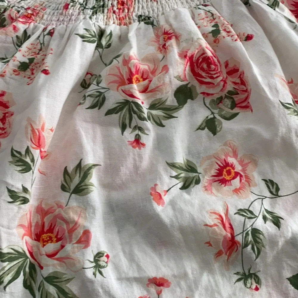Zara Floral Puff Sleeve off the Shoulder Blouse